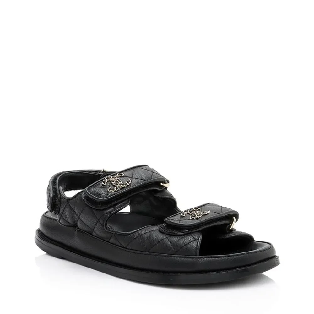 Chanel Calfskin Velcro Dad CC Sandals - Size 9 / 39 - FINAL SALE